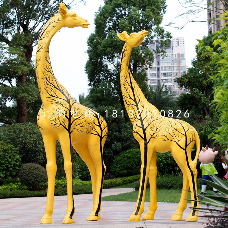 彩繪長頸鹿，玻璃鋼動物