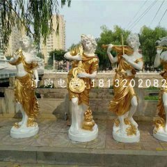 吹拉彈唱雕塑，玻璃鋼西方美女雕塑