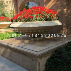 石雕花缽，小區(qū)花盆石雕