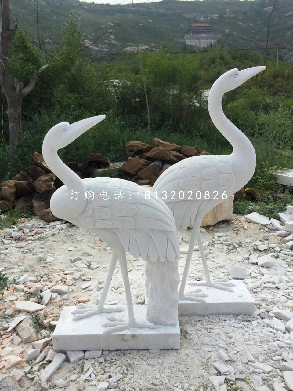 仙鶴石雕,漢白玉公園動(dòng)物雕塑