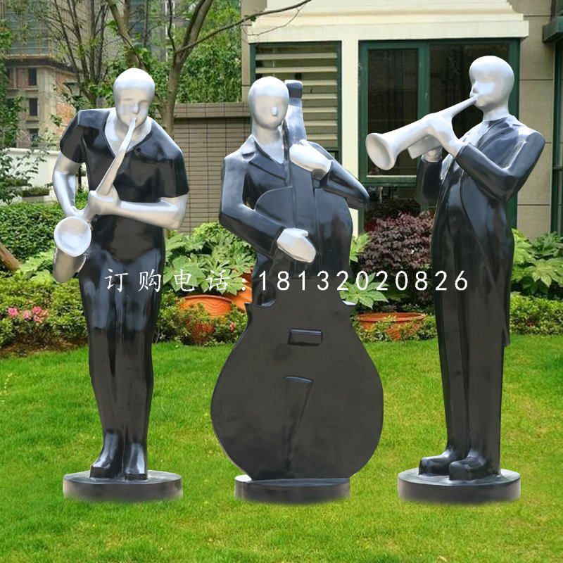 公園演奏雕塑，玻璃鋼抽象人物