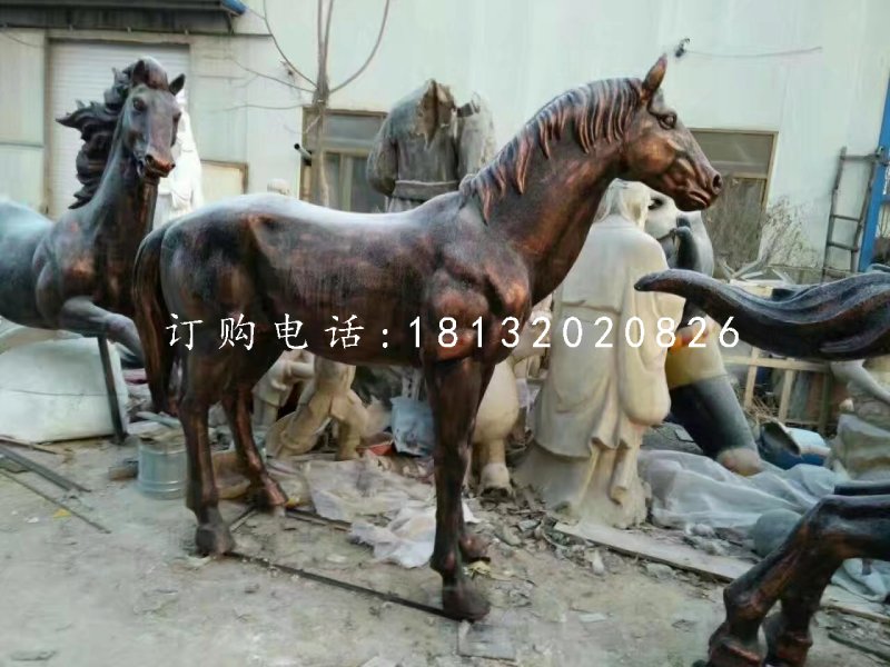 玻璃鋼仿銅馬雕塑，動(dòng)物雕塑 (4)