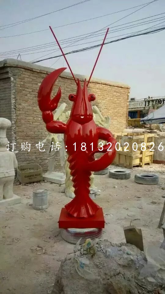 玻璃鋼飯店門口雕塑，大蝦雕塑