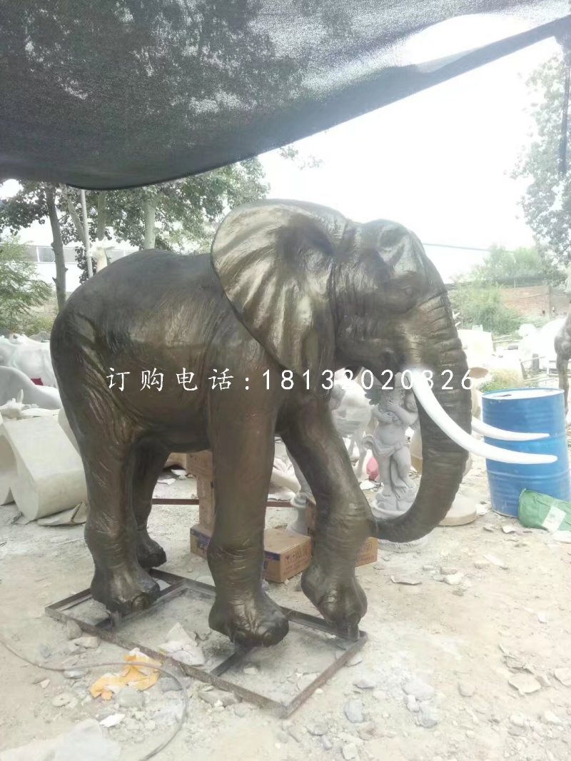 玻璃鋼仿銅大象雕塑，動(dòng)物雕塑 (1)
