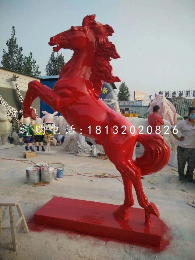 玻璃鋼立馬雕塑，噴漆動(dòng)物雕塑