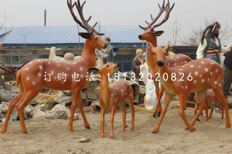 仿真小鹿雕塑，玻璃鋼梅花鹿 (4)
