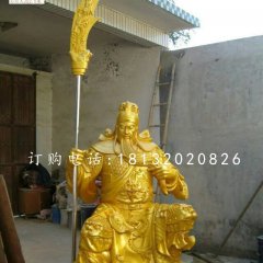 坐式持刀關(guān)公，玻璃鋼人物雕塑