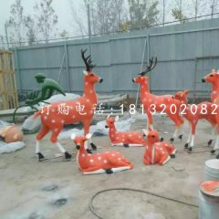 梅花鹿群雕塑，玻璃鋼公園動物雕塑