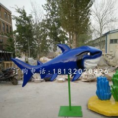 鯊魚(yú)雕塑，玻璃鋼動(dòng)物雕塑