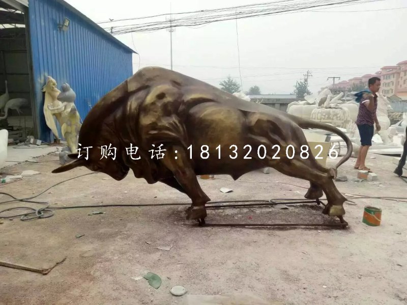 玻璃鋼開荒牛雕塑，仿銅動物雕塑