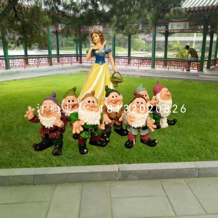 卡通人物雕塑，白雪公主與小矮人雕塑