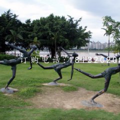 奔跑的小女孩銅雕，公園景觀銅雕