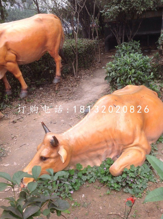 玻璃鋼黃牛，公園動物雕塑