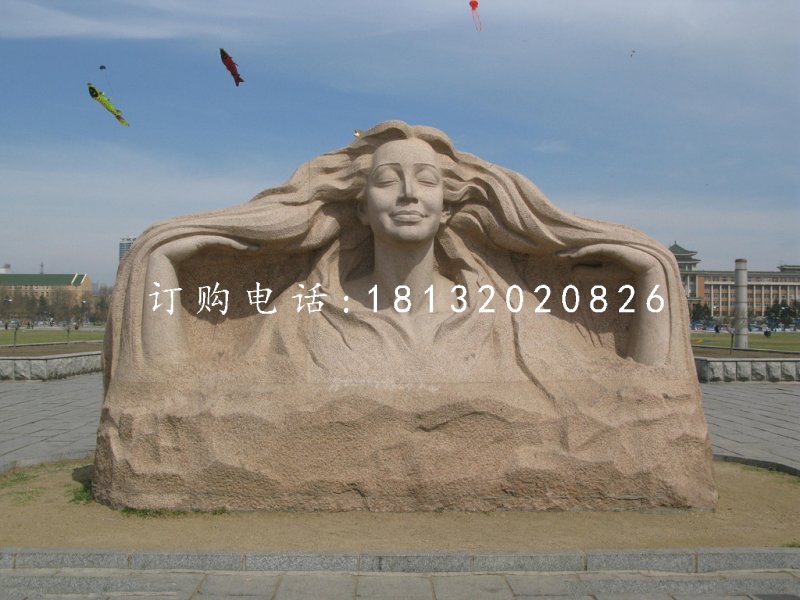 美女石雕，砂巖人物雕塑