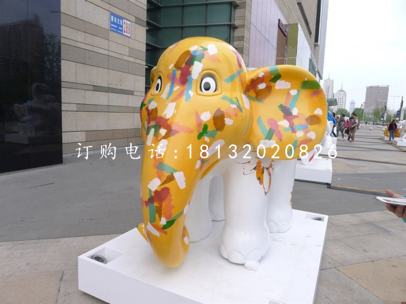 卡通動物擺件,玻璃鋼彩繪小象 (2)