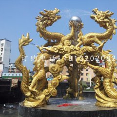 龍戲珠雕塑，銅龍雕塑