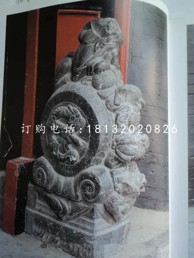 抱鼓石，青石仿古雕塑