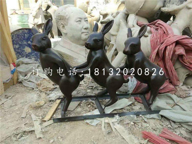 玻璃鋼烤漆動物，小兔子雕塑