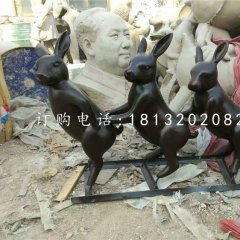 玻璃鋼烤漆動物，小兔子雕塑