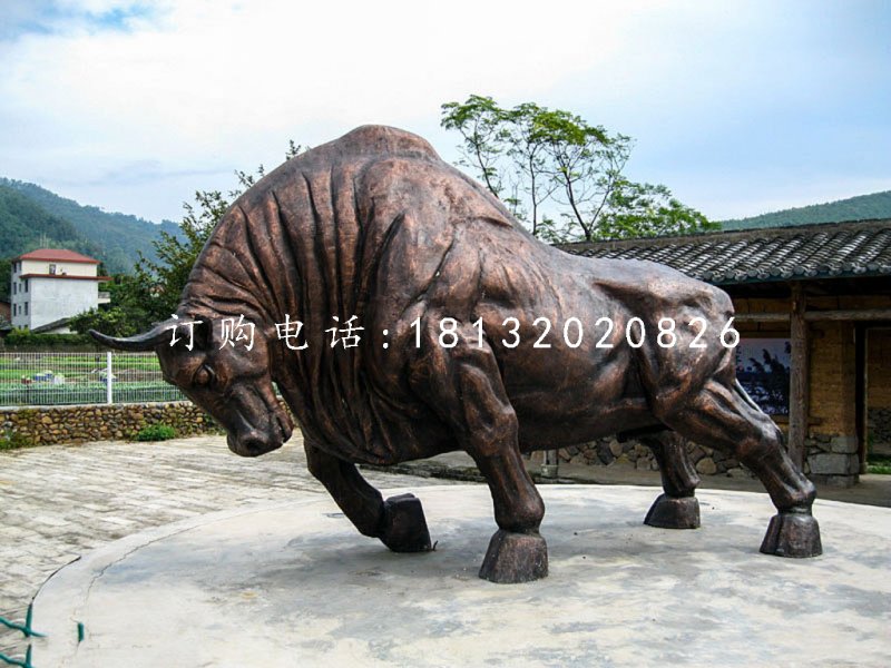 銅雕開(kāi)荒牛,動(dòng)物銅雕