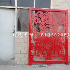 戲曲臉譜雕塑，不銹鋼剪紙雕塑