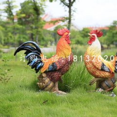 玻璃鋼公雞雕塑，公園動(dòng)物雕塑