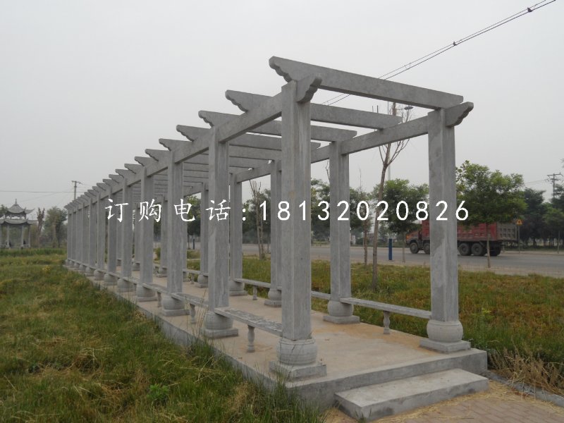 青石長廊，公園景觀石雕