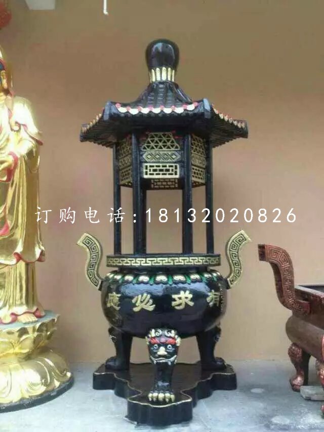有求必應(yīng)香爐雕塑，寺廟銅香爐