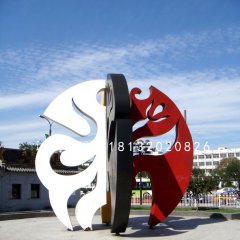抽象臉譜雕塑，廣場(chǎng)不銹鋼雕塑