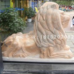 趴著的獅子雕塑，西洋獅石雕