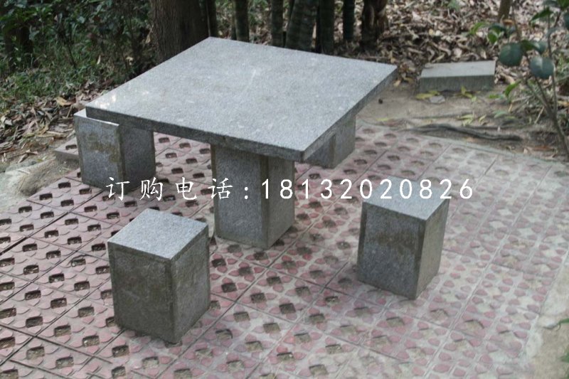 青石方桌方凳，公園桌椅石雕