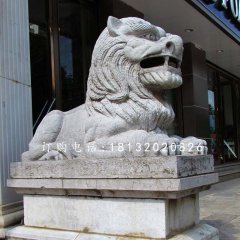 西洋獅石雕，銀行門口石獅子
