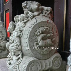 青石抱鼓石雕塑，仿古門墩