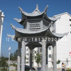 六角涼亭，青石雙層涼亭