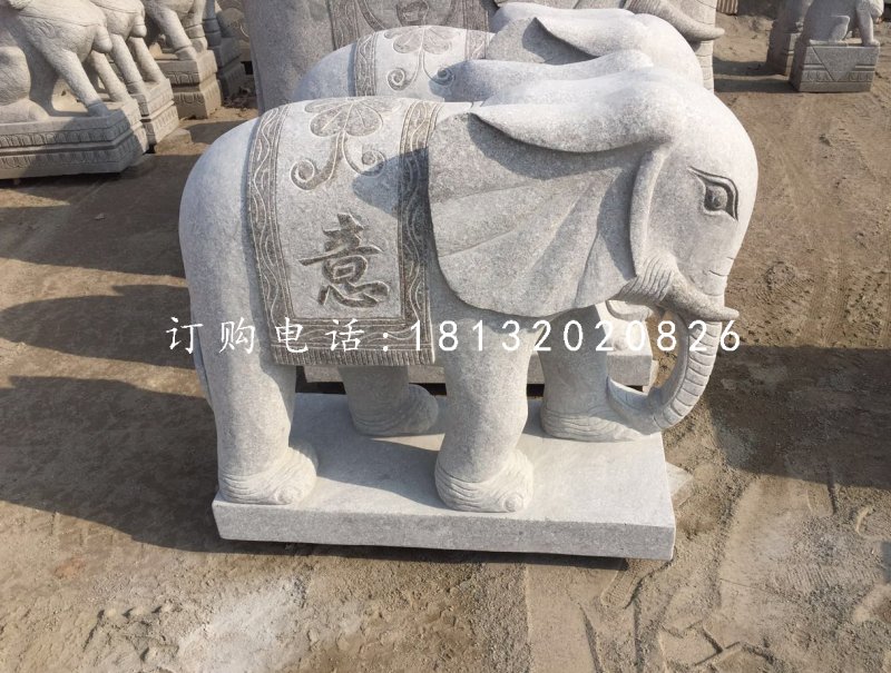 吉祥如意小象，大理石動(dòng)物雕塑