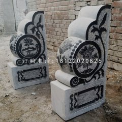 青石仿古門墩石雕，門口抱鼓石