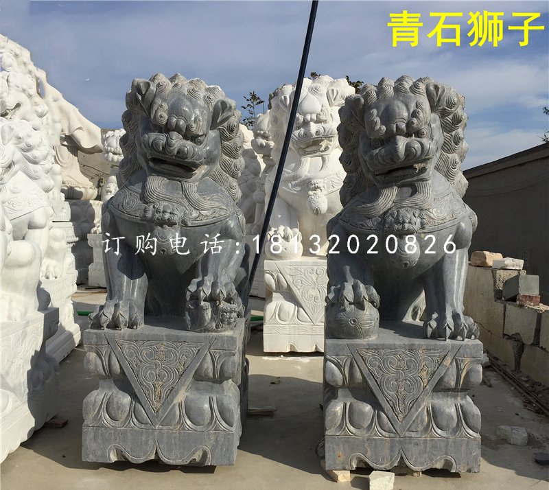 青石獅子石雕看門(mén)獅子雕塑