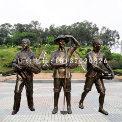 收稻子的人物銅雕，公園景觀銅雕