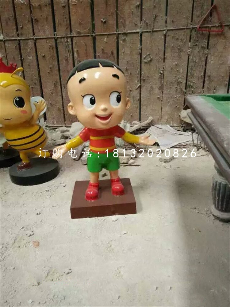 大頭兒子雕塑，玻璃鋼卡通人物