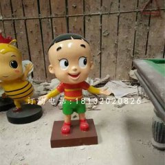 大頭兒子雕塑，玻璃鋼卡通人物