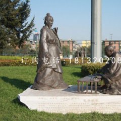 孔子學(xué)琴銅雕，校園景觀銅雕