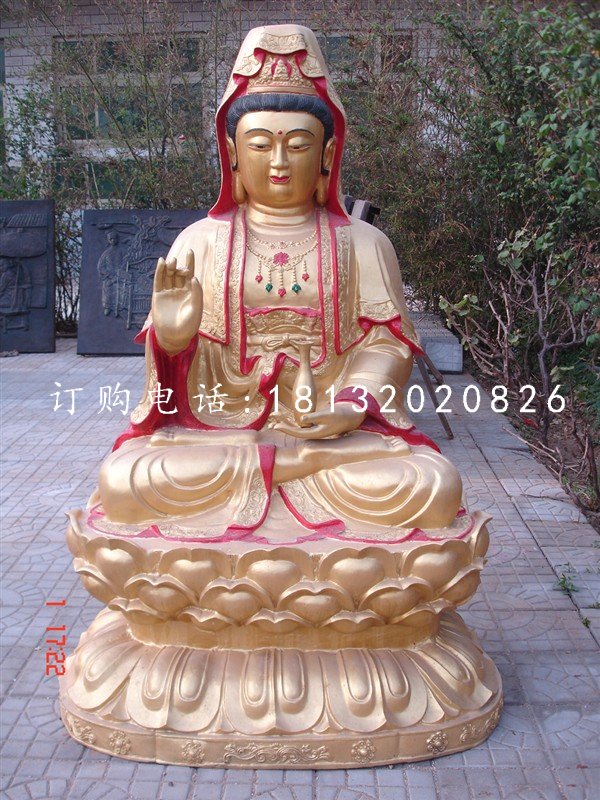 觀音銅雕，彩繪觀世音銅雕