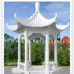 漢白玉六角石涼亭，公園涼亭石雕