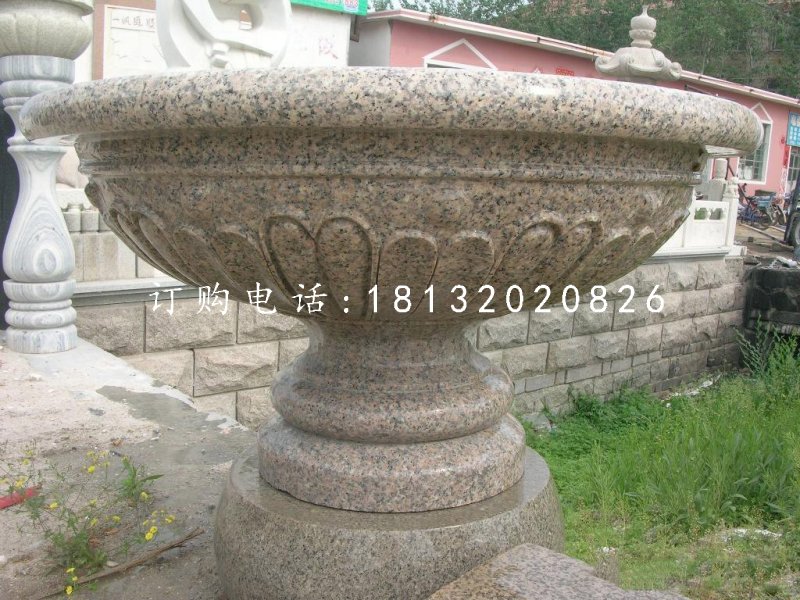 花崗巖花盆雕塑，石雕花缽