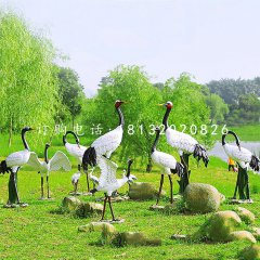 玻璃鋼丹頂鶴，仿真動(dòng)物雕塑，公園景觀雕塑