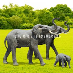 玻璃鋼大象，公園仿真動(dòng)物雕塑