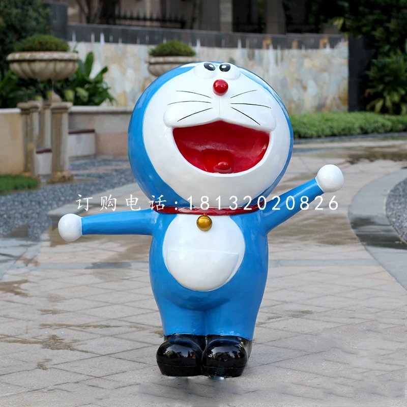 玻璃鋼哆啦a夢，游樂場卡通動物雕塑 (2)