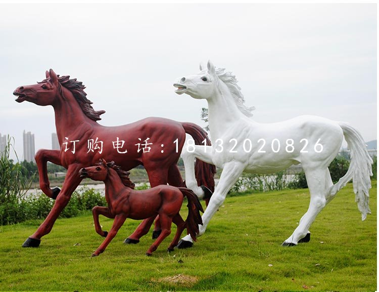 玻璃鋼奔馬，公園仿真動物雕塑