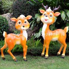 玻璃鋼卡通梅花鹿，公園卡通動物雕塑