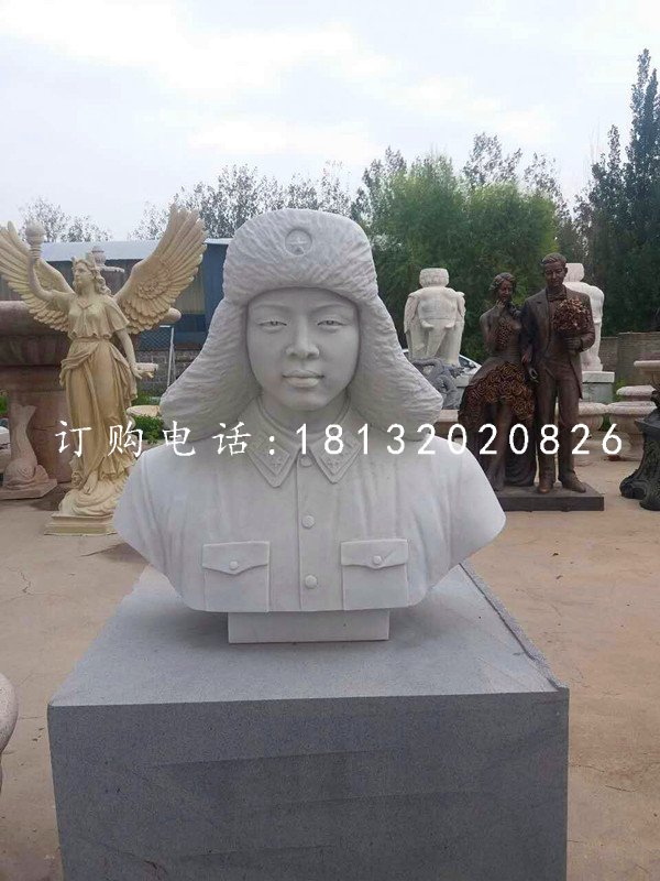 漢白玉雷鋒胸像，校園人物石雕